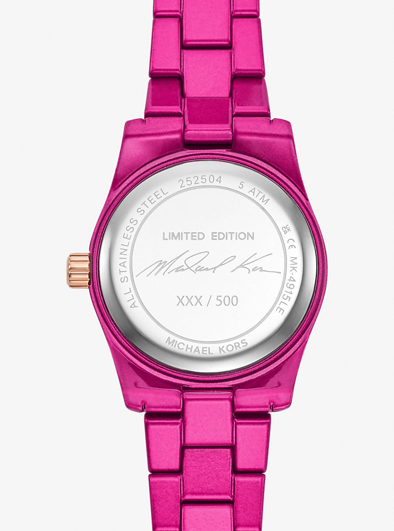 Michael Kors Petite Lexington MK4915LE Limited Edition Fuchsia Stainless Steel Women's Watch