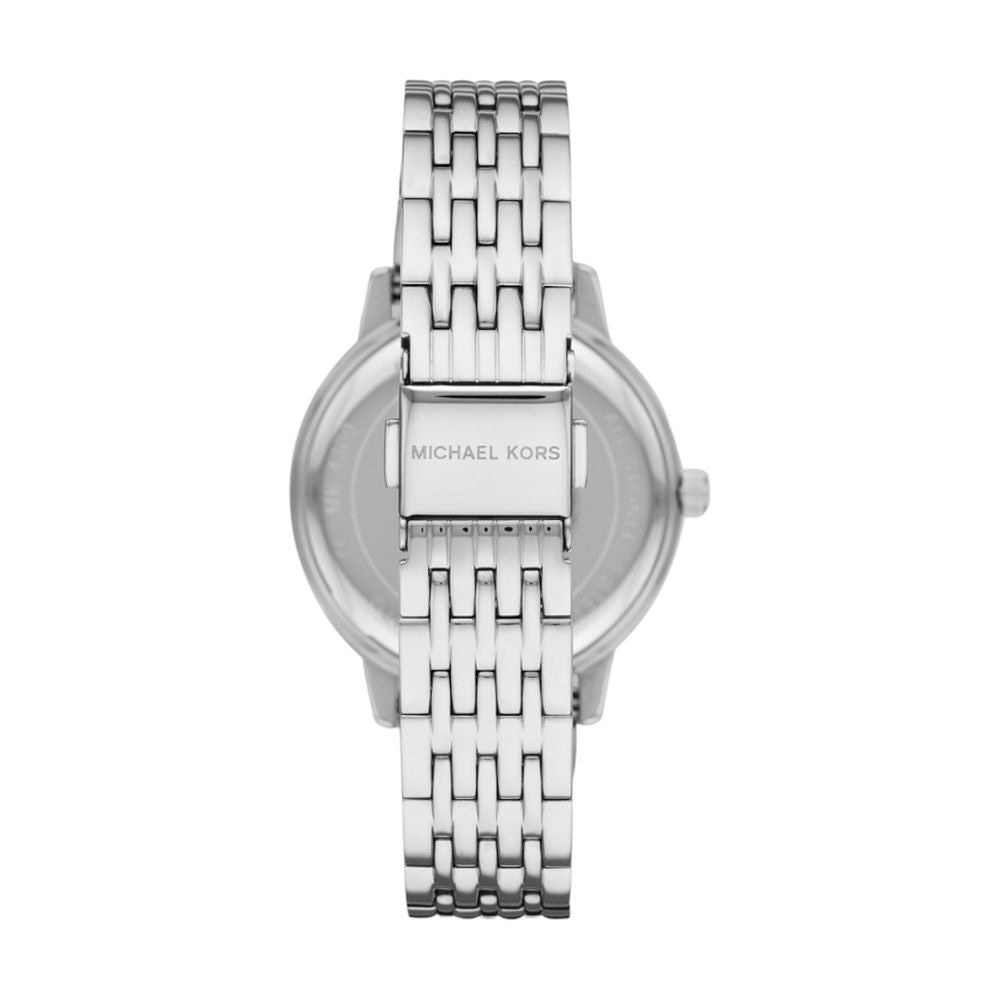 Michael Kors MK4370 Women’s Silver Dial Silver Stainless Steel Crystal MK Logo Watch