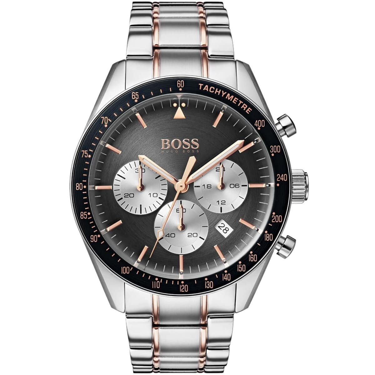 Hugo Boss Trophy 1513634 Two-Tone Silver Rose Gold Case Gray Dial Men's Watch