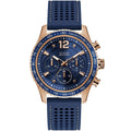 Guess Fleet W0971G3 Men's Rose Gold Case Blue Dial Rubber Watch