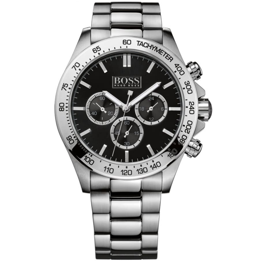 Hugo Boss Ikon 1512965 Silver Case Black Dial Silver Metal Men's Watch
