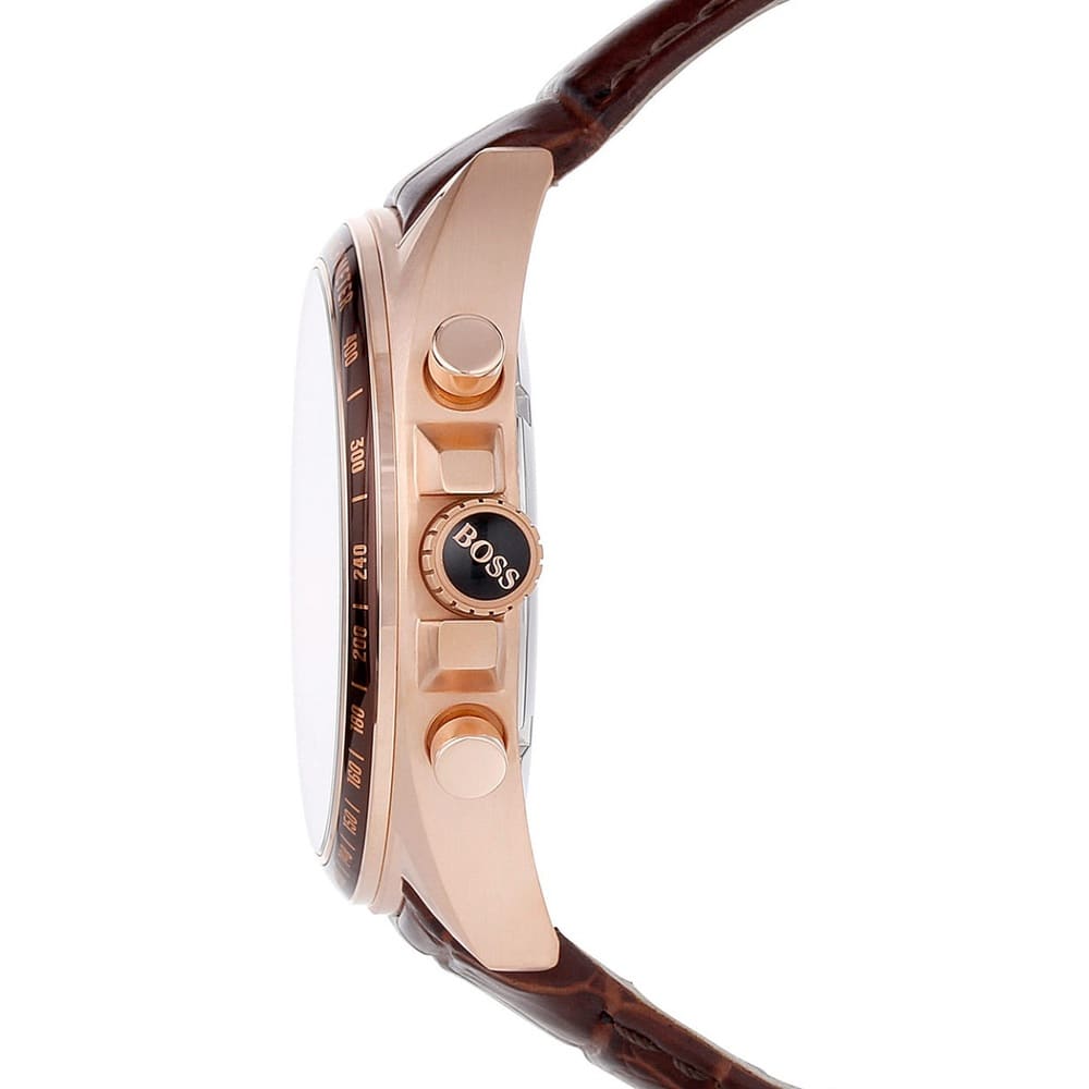 Hugo Boss Driver 1513093 Runner Rose Gold Case Brown Dial Brown Leather Men's Watch