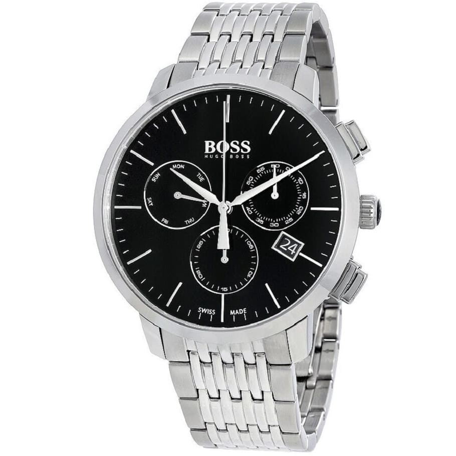 Hugo Boss Signature 1513267 Silver Case Black Dial Silver Metal Men's Watch