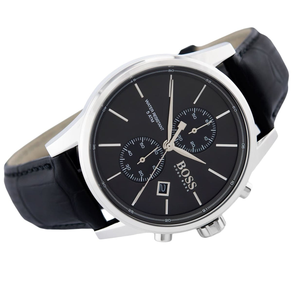 Hugo Boss Jet 1513279 Silver Case Black Dial Black Leather Men's Watch