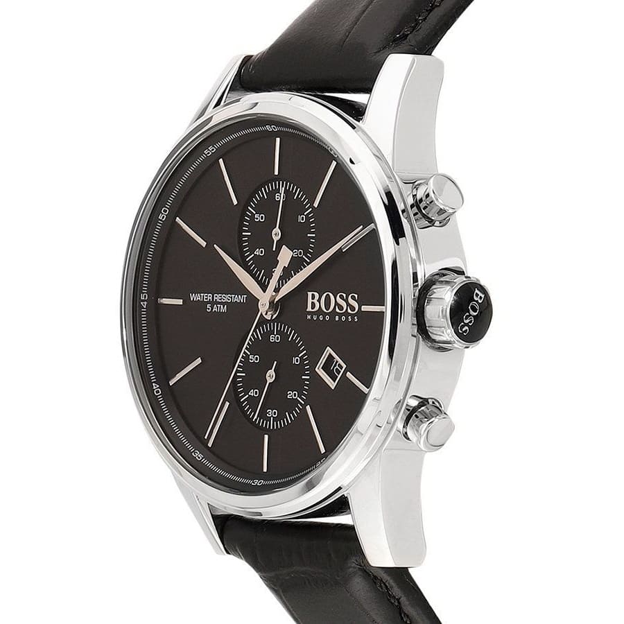 Hugo Boss Jet 1513279 Silver Case Black Dial Black Leather Men's Watch