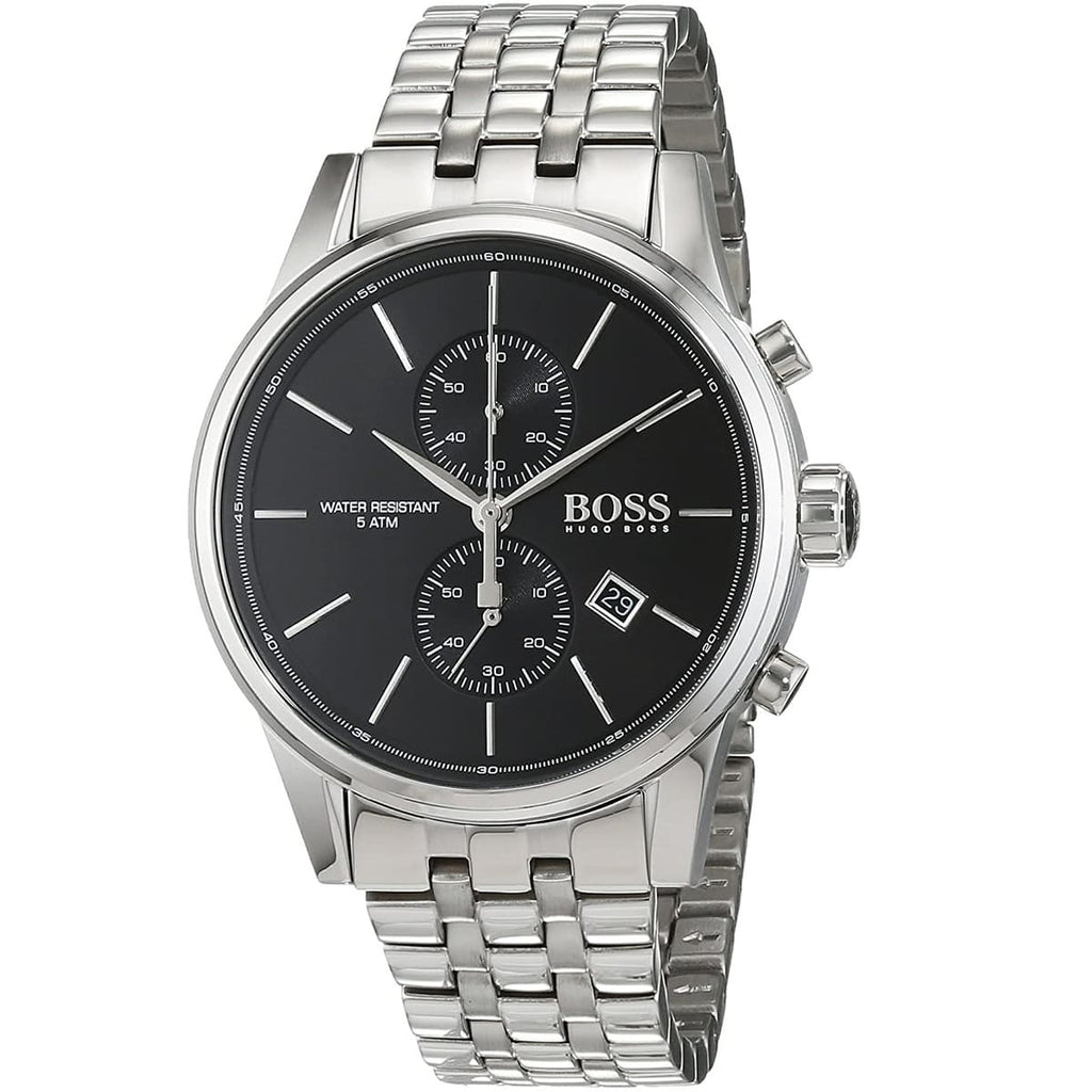 Hugo Boss Jet 1513383 Silver Case Black Dial Silver Metal Men's Watch