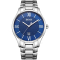Hugo Boss Governor 1513487 Silver Case Blue Textured Dial Silver Metal Men's Watch