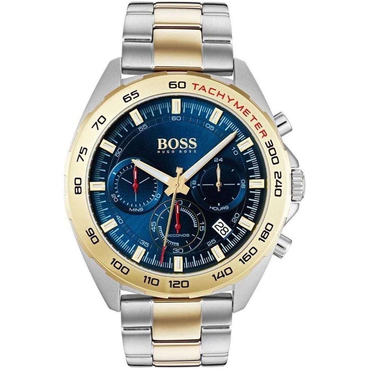 Hugo Boss Intensity 1513667 Two-Tone Silver Gold Case Blue Dial Men's Watch