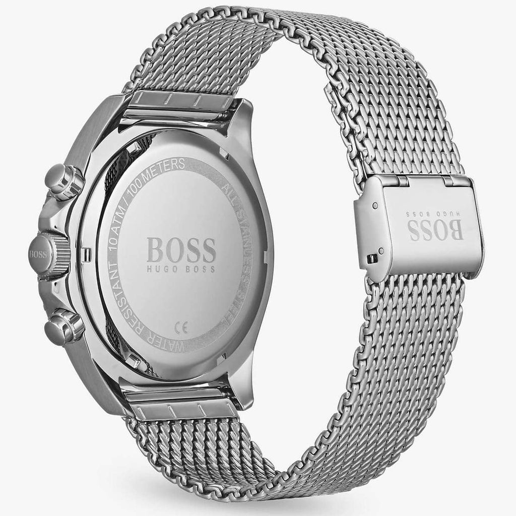 Hugo Boss Ocean Edition 1513701 Silver Case Black Dial Silver Mesh Bracelet Men's Watch