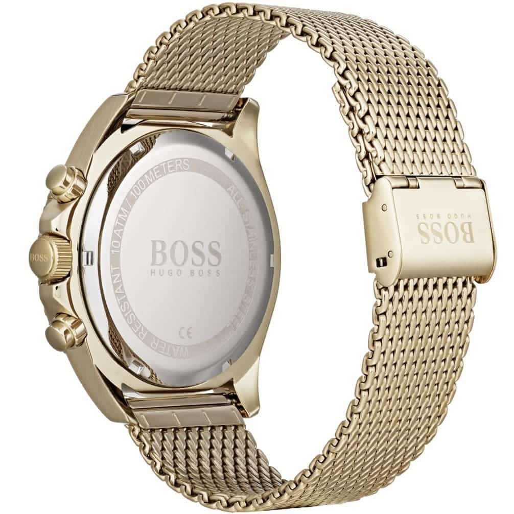 Hugo Boss Ocean Edition 1513703 Gold Case Black Dial Gold Mesh Bracelet Men's Watch