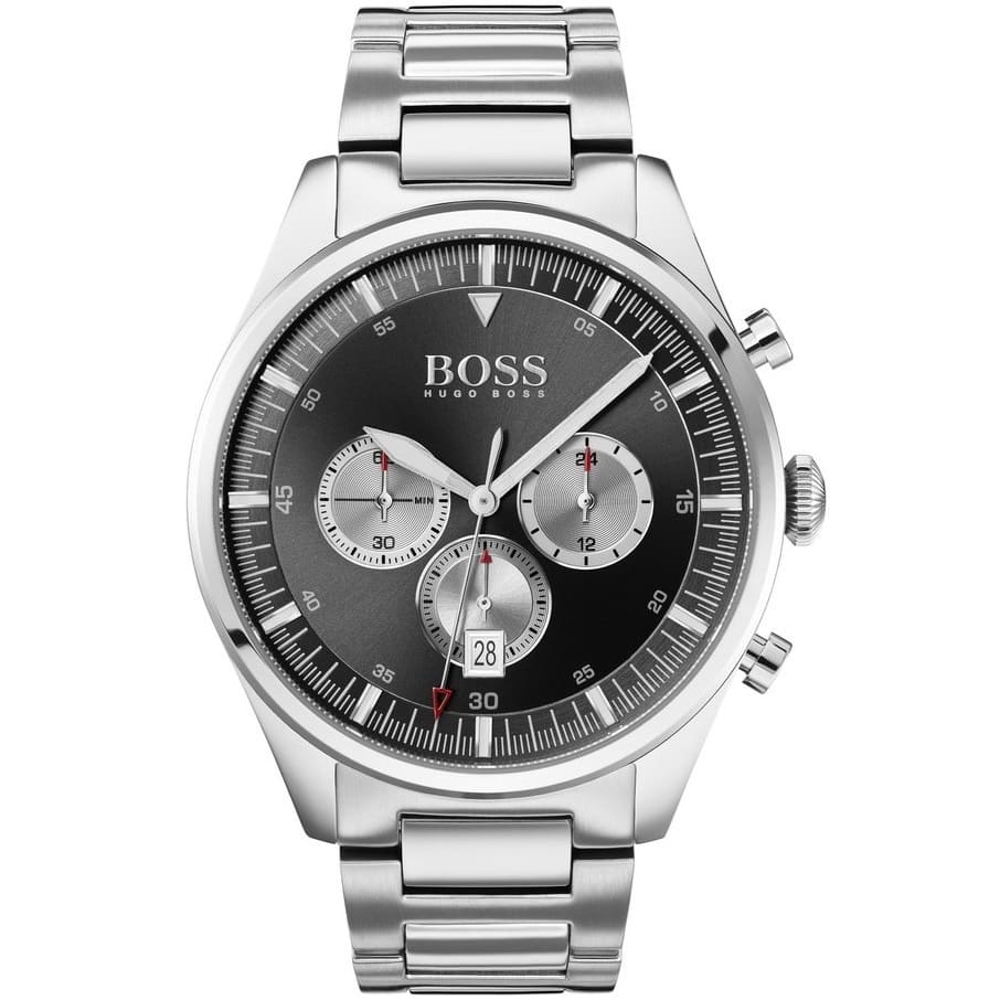 Hugo Boss Pioneer 1513712 Silver Case Black Dial Silver Metal Men's Watch