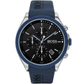 Hugo Boss Velocity 1513717 Men's Silver Watch Blue Rubber Strap