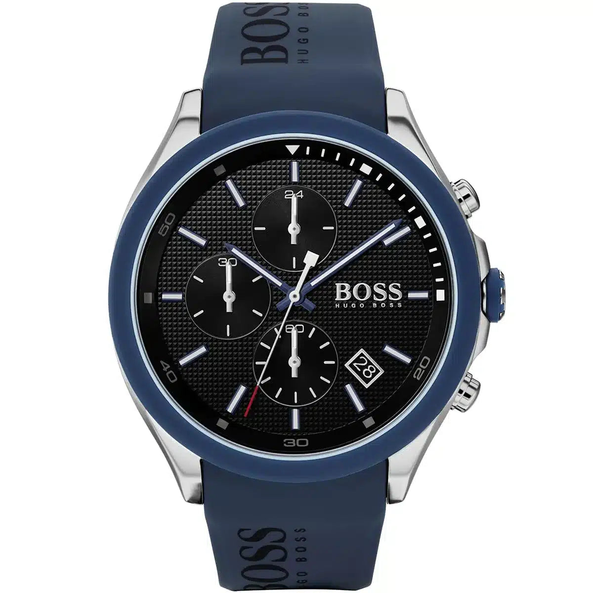 Hugo Boss Velocity 1513717 Men's Silver Watch Blue Rubber Strap