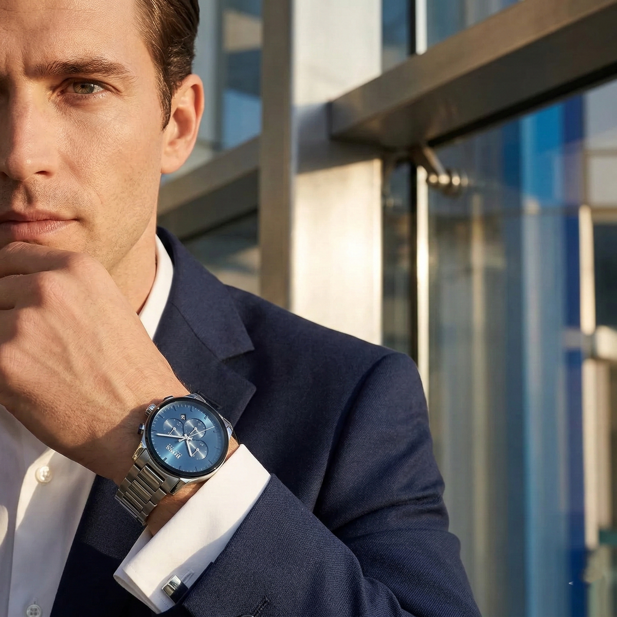 Hugo Boss Peak 1513763 Silver Case Blue Dial Silver Metal Men's Watch