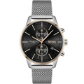 Hugo Boss Associate 1513805 Silver Stainless Steel Mesh Bracelet Black Dial Men's Watch
