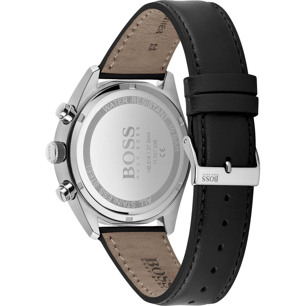 Hugo Boss Champion 1513816 Silver Case Black Dial Black Leather Men's Watch