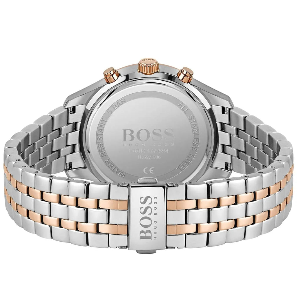 Hugo Boss Associate 1513840 Two-Tone Silver Rose Gold Case Black Dial Men's Watch