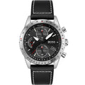 Hugo Boss Pilot Edition 1513853 Silver Case Black Dial Black Leather Men's Watch