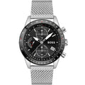 Hugo Boss Pilot Edition 1513886 Silver Case Black Dial Silver Mesh Bracelet Men's Watch