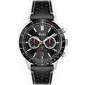 Hugo Boss Allure 1513920 Silver Case Black Dial Black Leather Men's Watch