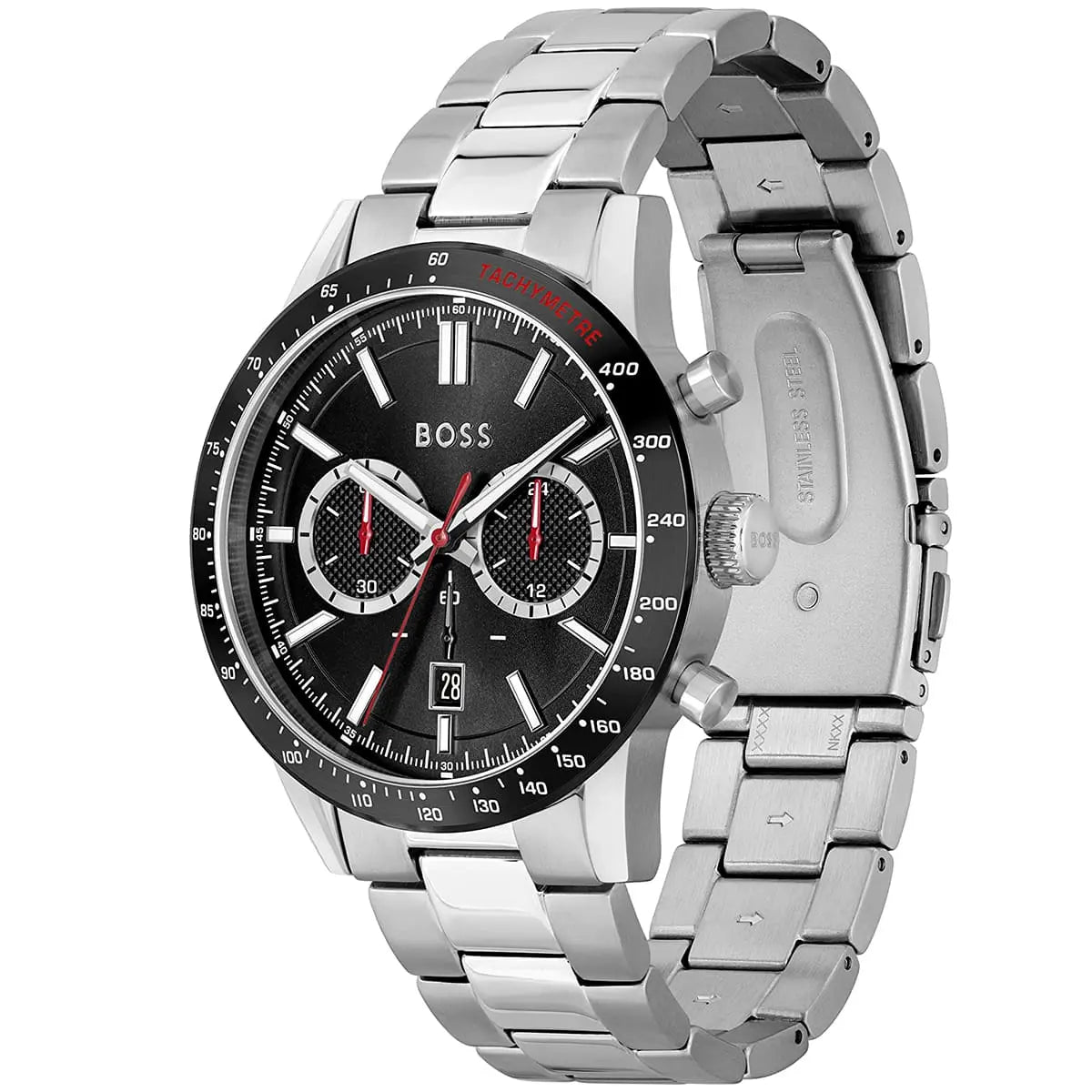 Hugo Boss Allure 1513922 Silver Case Black Dial Silver Metal Men's Watch