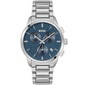 Hugo Boss Dapper 1513927 Silver Case Blue Dial Silver Metal Link Men's Watch