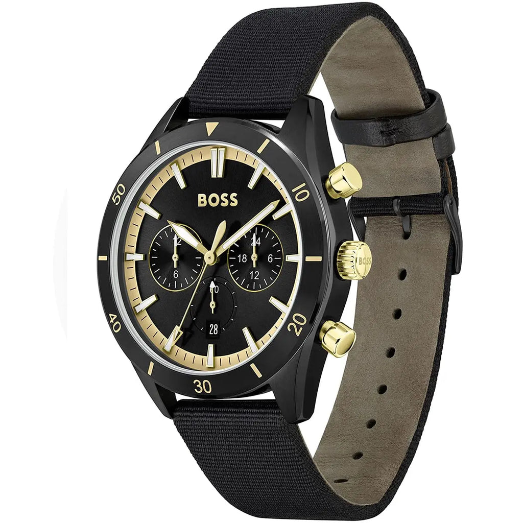 Hugo Boss Santiago 1513935 Black Case Black Dial Black Synthetic Fiber Men's Watch