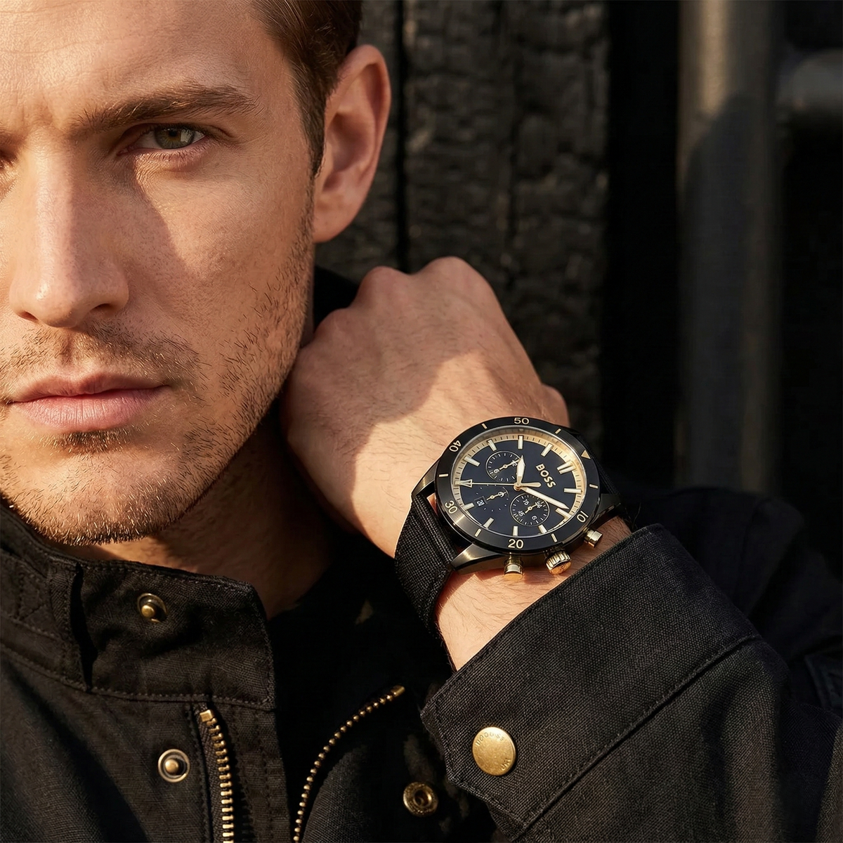 Hugo Boss Santiago 1513935 Black Case Black Dial Black Synthetic Fiber Men's Watch