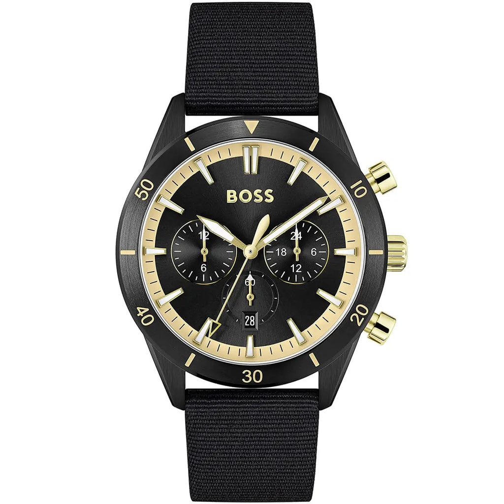 Hugo Boss Santiago 1513935 Black Case Black Dial Black Synthetic Fiber Men's Watch
