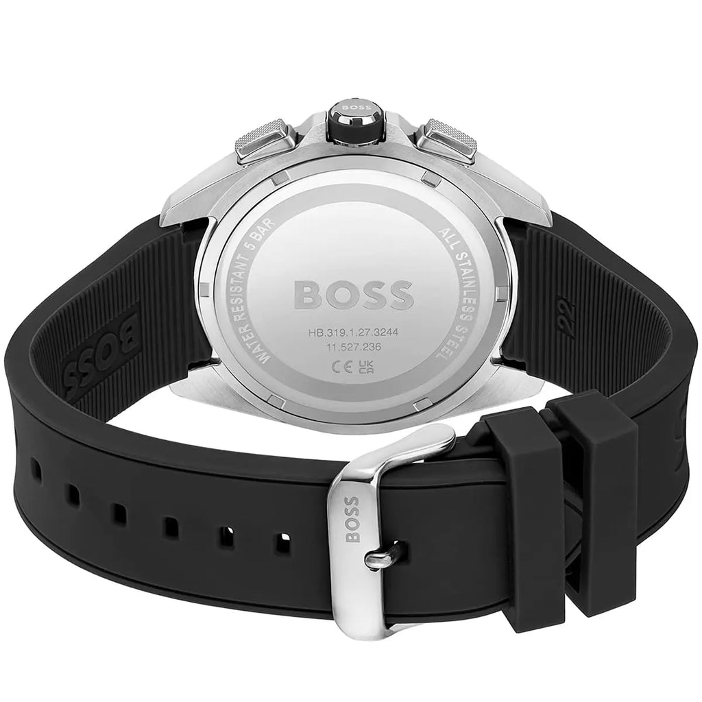 Hugo Boss Volane 1513953 Silver Case Black Rubber Strap Men's Watch