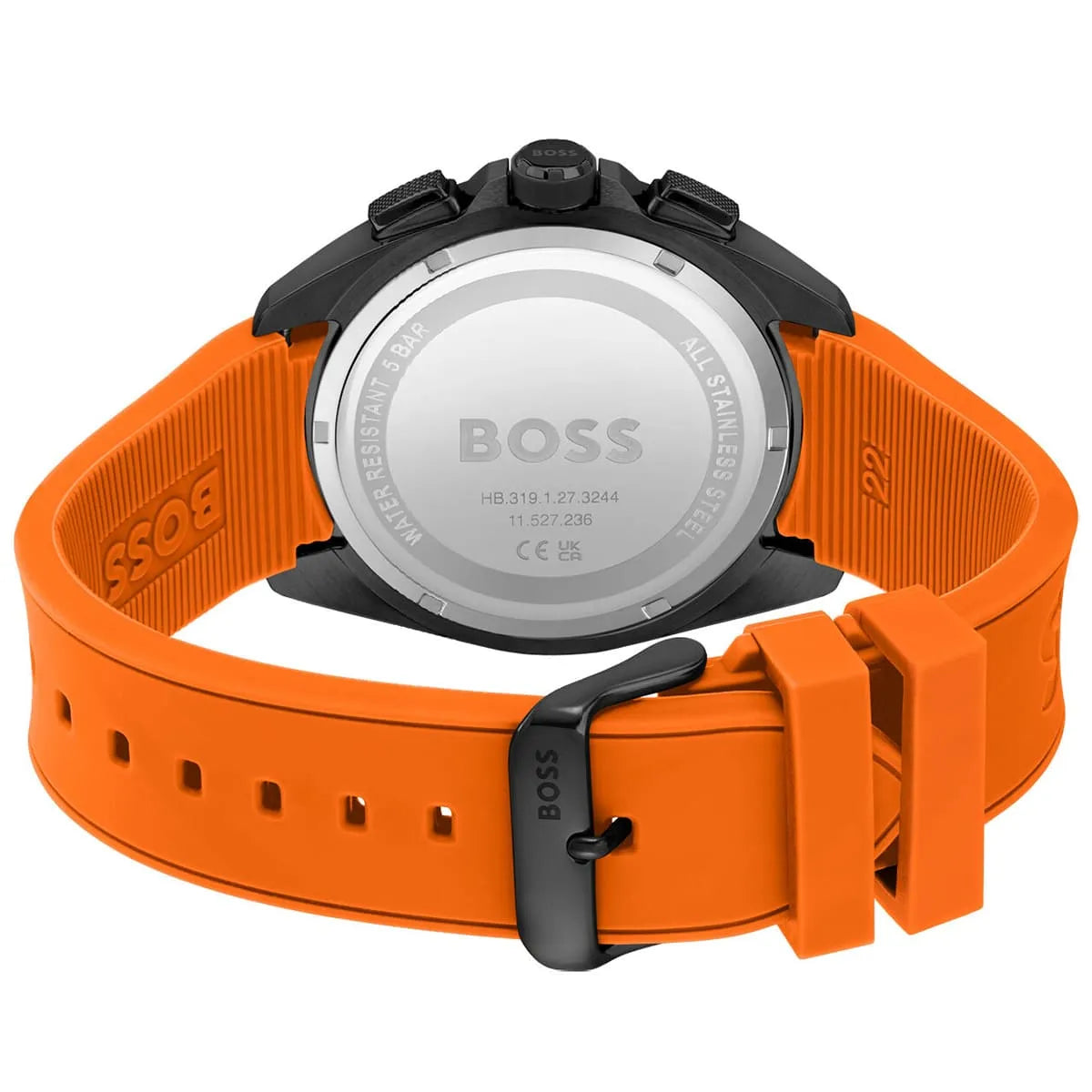Hugo Boss Volane 1513957 Black Case Black Dial Orange Rubber Men's Watch