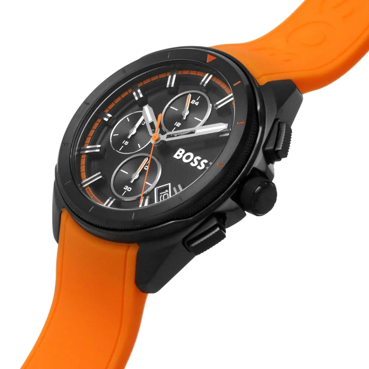 Hugo Boss Volane 1513957 Black Case Black Dial Orange Rubber Men's Watch