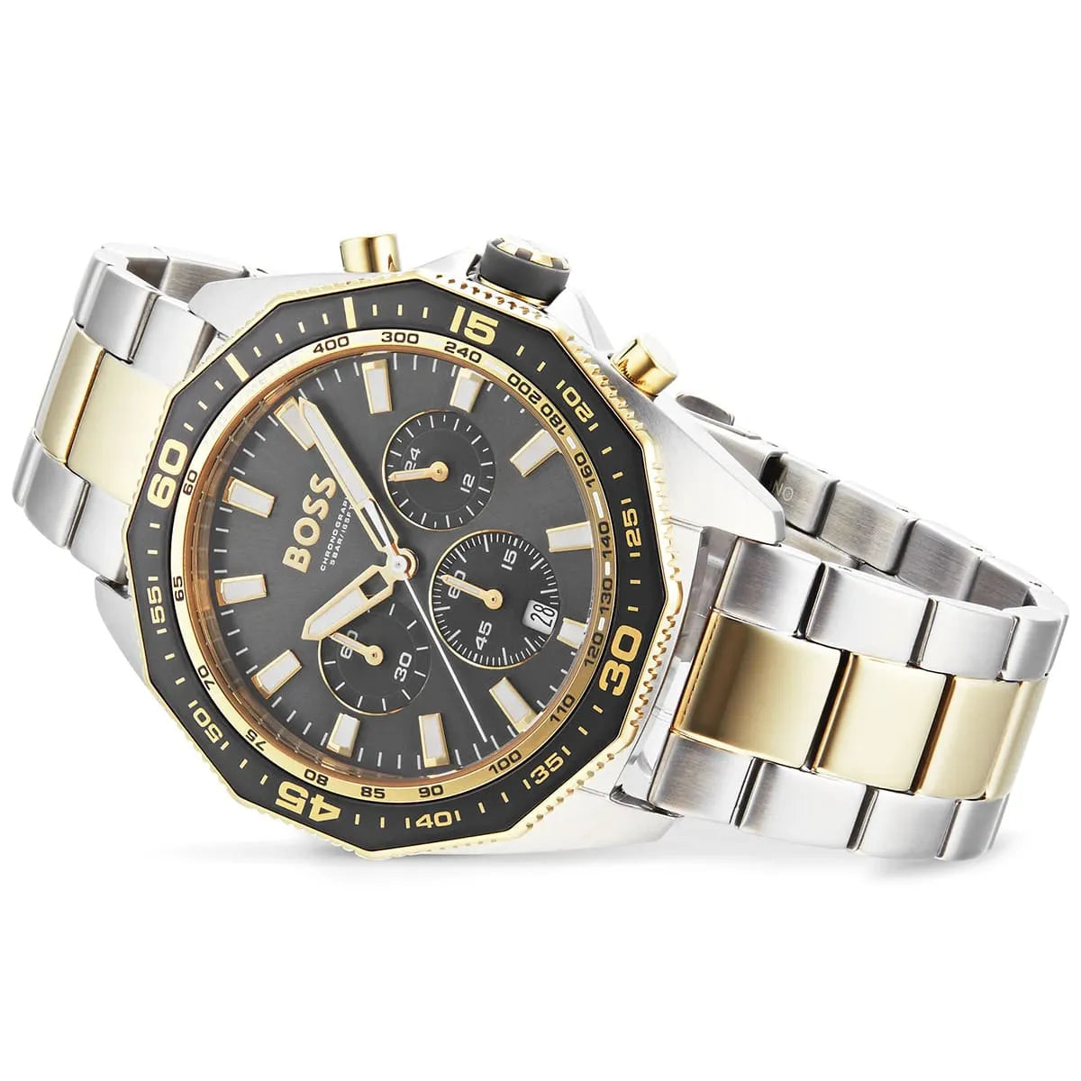 Hugo Boss Energy 1513974 Two-Tone Silver Gold Case Gray Dial Men's Watch