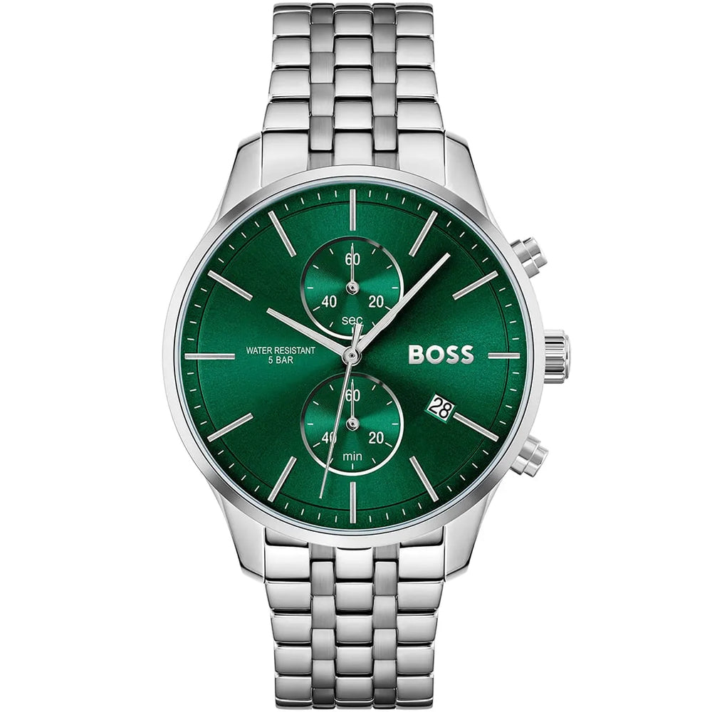 Hugo Boss Associate 1513975 Runner Silver Stainless Steel Green Dial Men's Watch