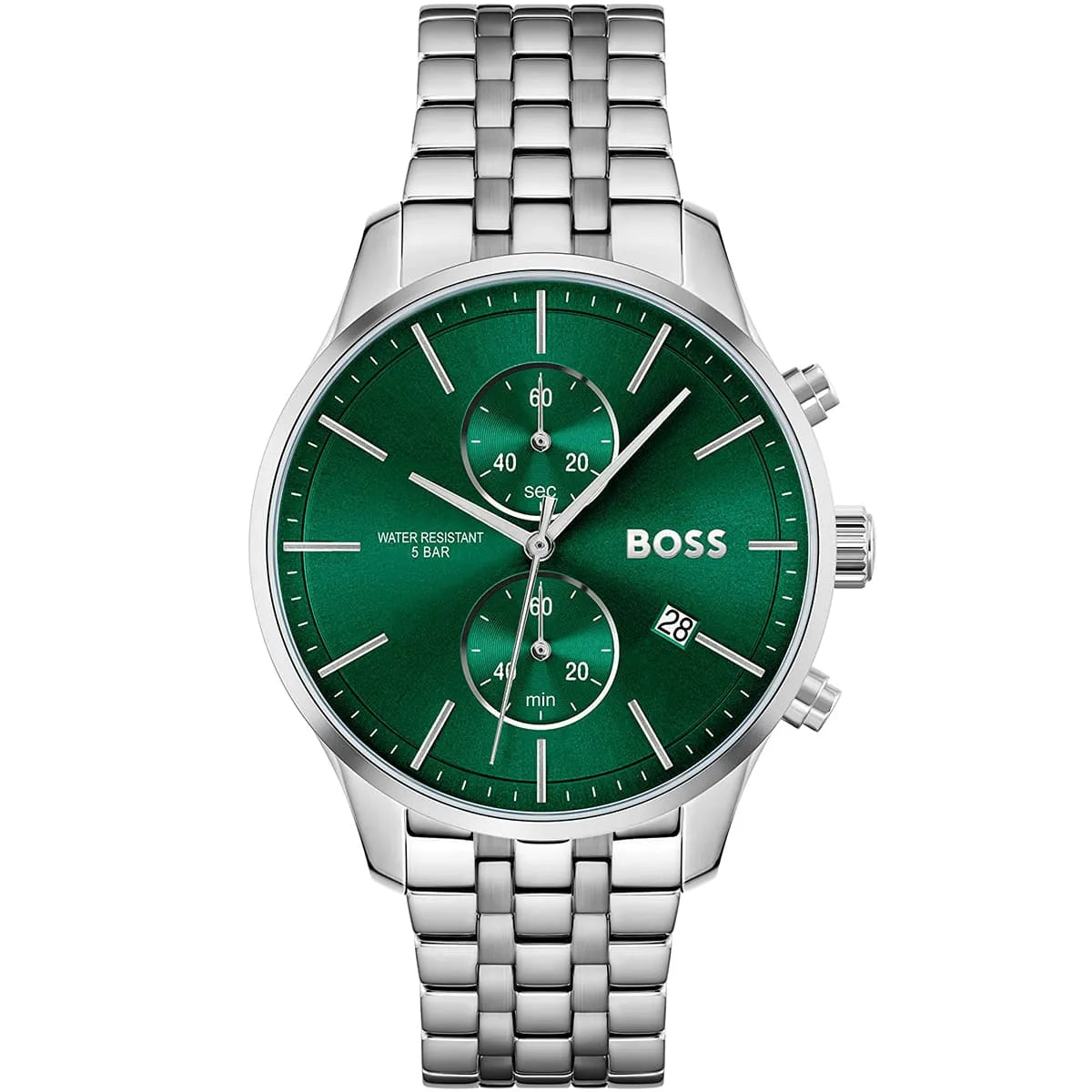 Hugo Boss Associate 1513975 Runner Silver Stainless Steel Green Dial Men's Watch