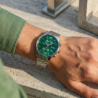 Hugo Boss Associate 1513975 Runner Silver Stainless Steel Green Dial Men's Watch