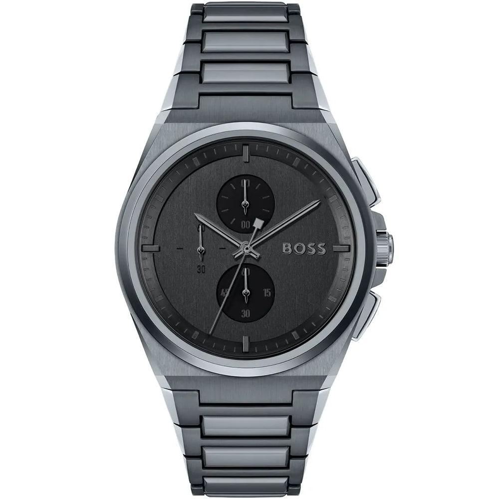 Hugo Boss Steer 1513996 Gray Ion-Plated Stainless Steel Gray Dial Men's Watch