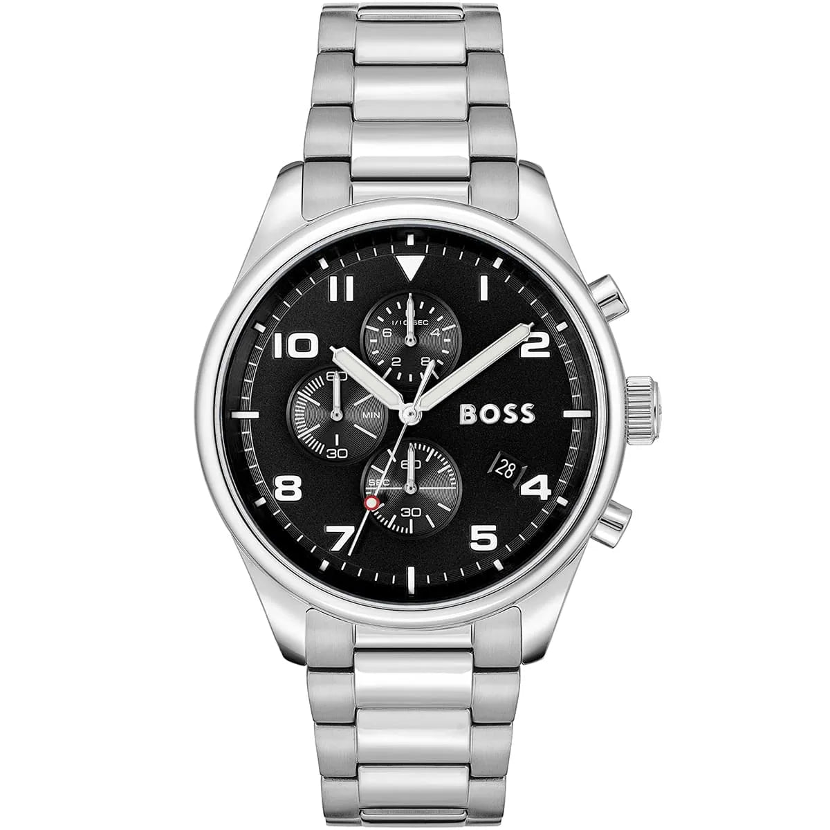 Hugo Boss View 1514008 Silver Case Black Dial Silver Metal Men's Watch