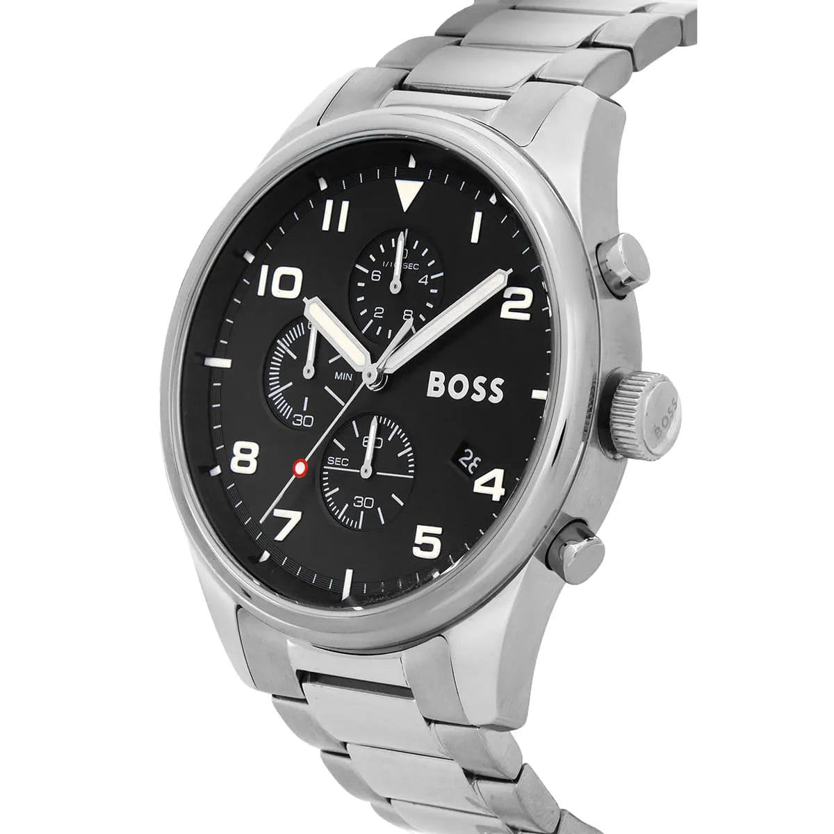 Hugo Boss View 1514008 Silver Case Black Dial Silver Metal Men's Watch