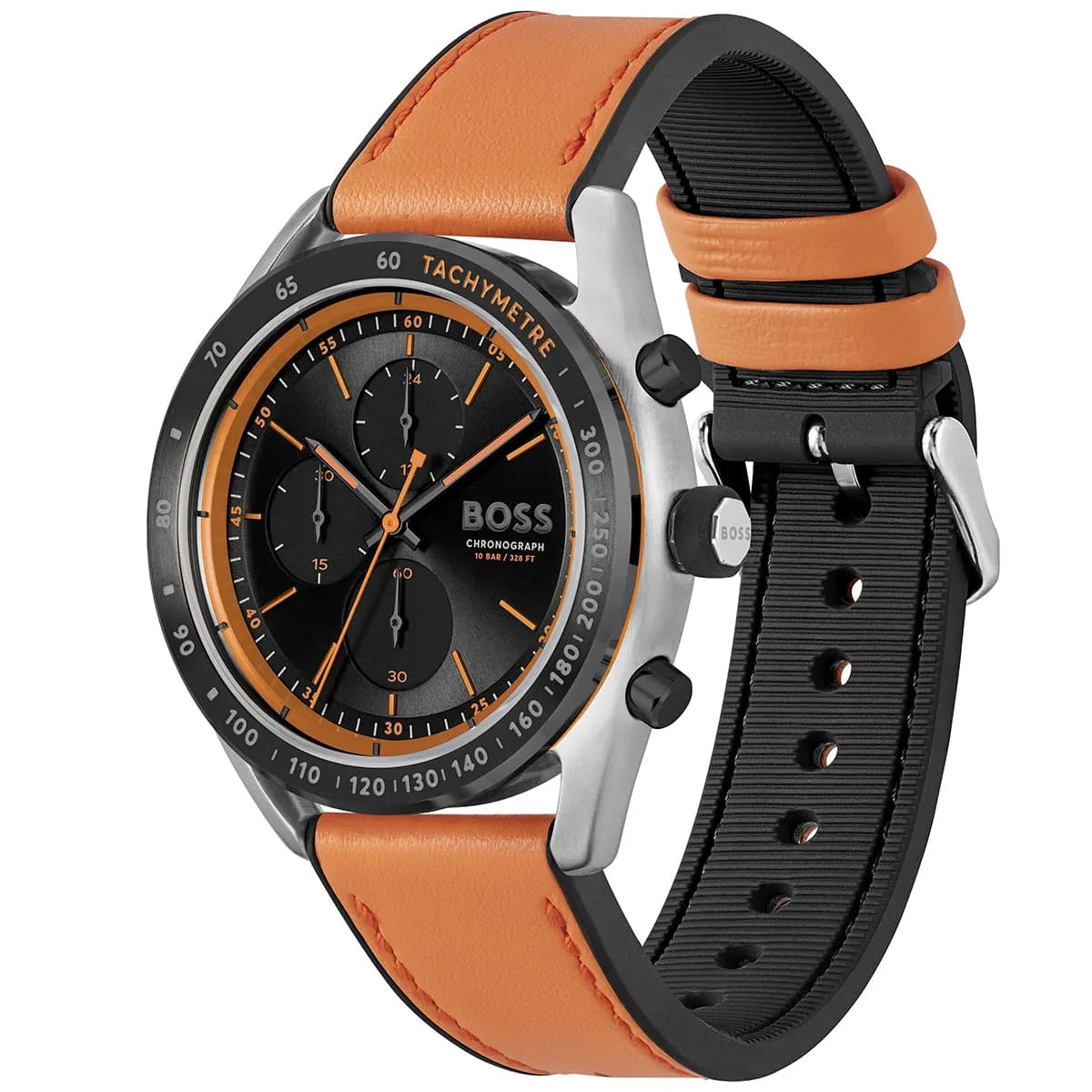 Hugo Boss Centre Court 1514025 Black Case Black Dial Orange Rubber Men's Watch