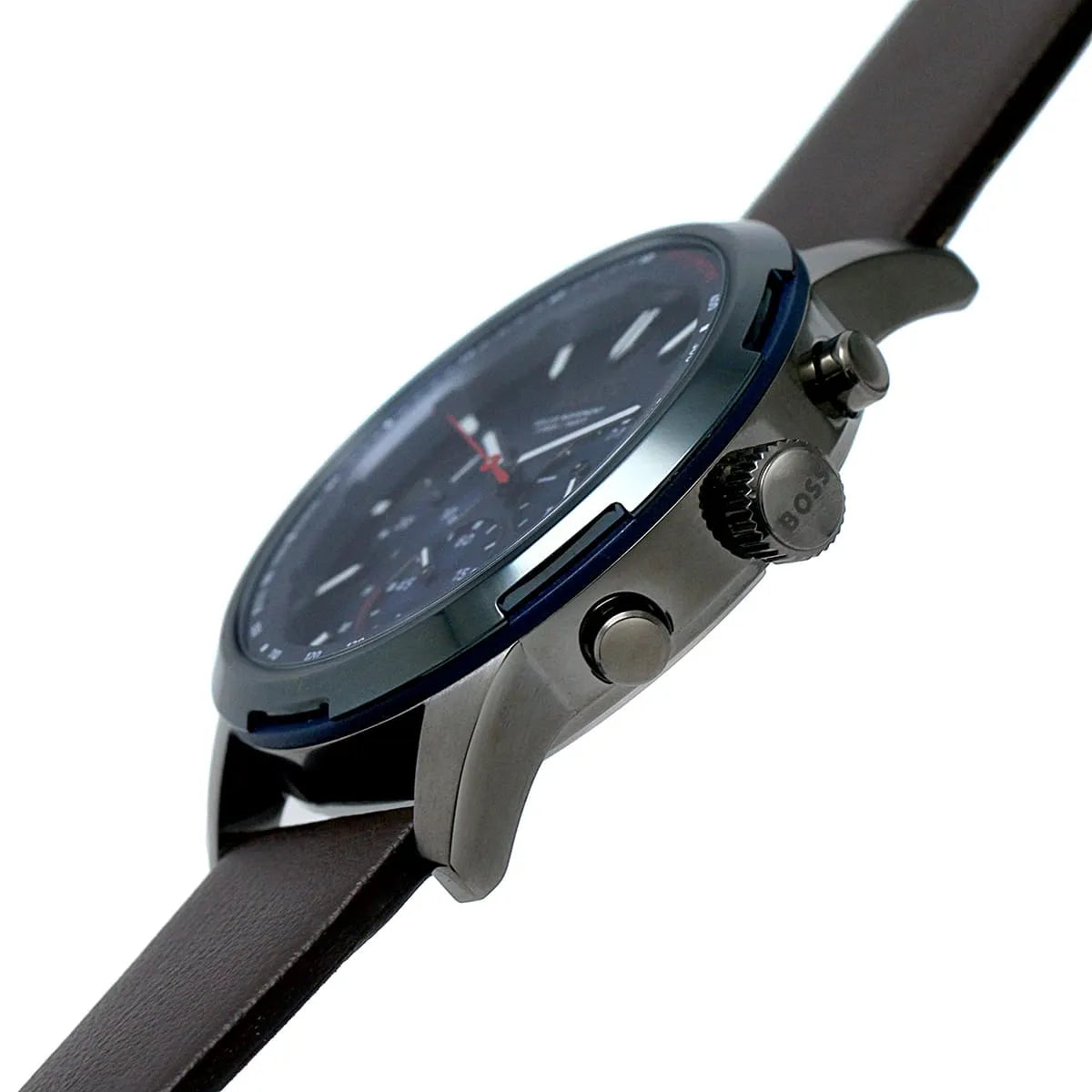 Hugo Boss Solgrade 1514030 Silver Case Blue Dial Brown Leather Men's Watch
