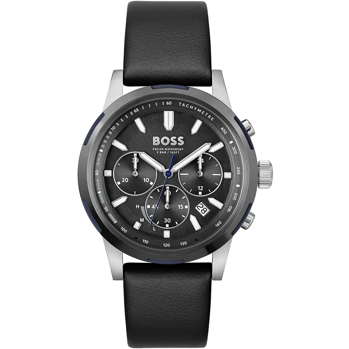 Hugo Boss Solgrade 1514031 Grey Case Black Dial Black Leather Men's Watch