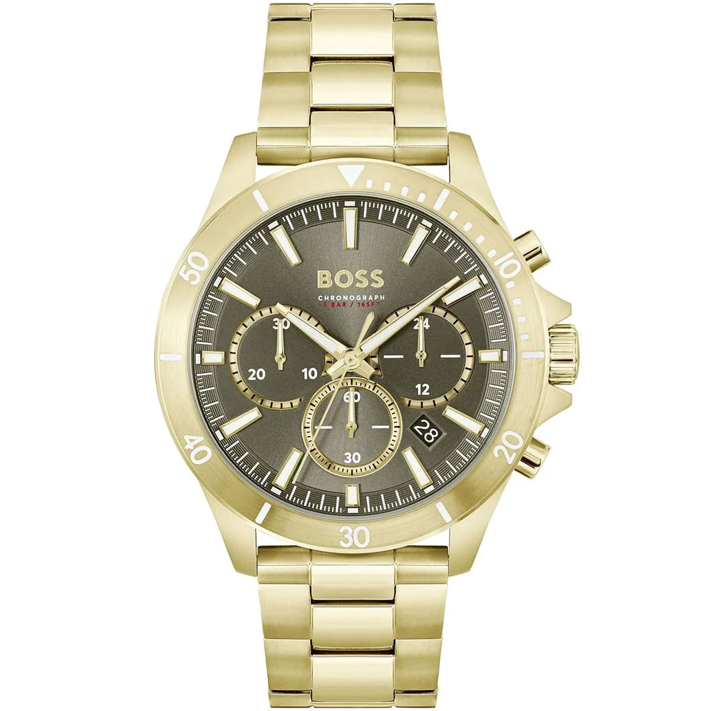 Hugo Boss Runner 1514059 Gold Ion-Plated Stainless Steel Gray Dial Men's Watch