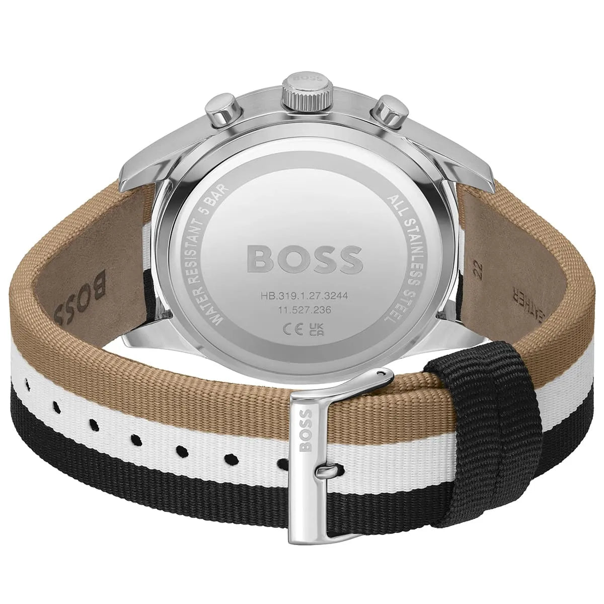Hugo Boss View 1514062 Silver Case Black Dial Multicolored Textile Men's Watch