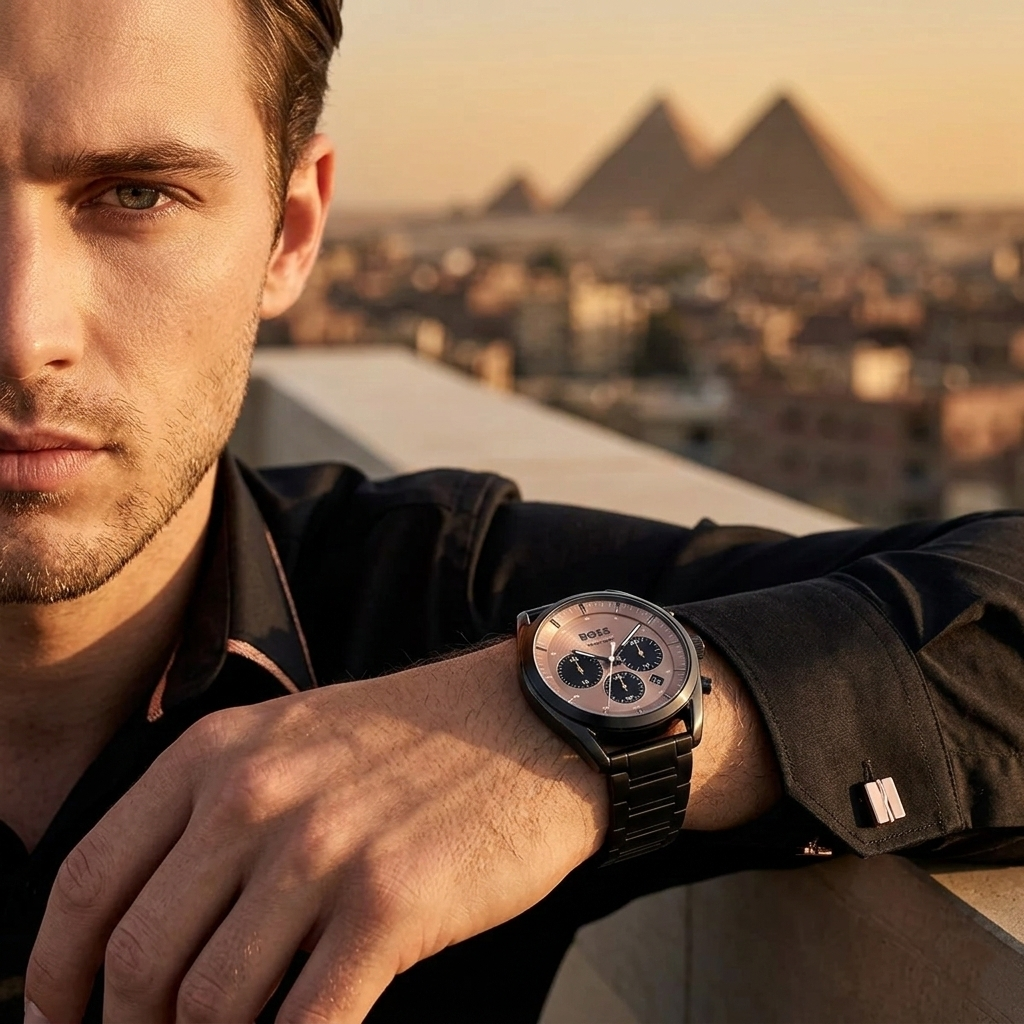 Hugo Boss Top 1514095 Black Ion-Plated Case Rose Gold Dial Black Metal Men's Watch