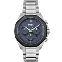 Hugo Boss Cloud 1514015 Men's Silver Steel Watch with Navy Dial & Black Bezel