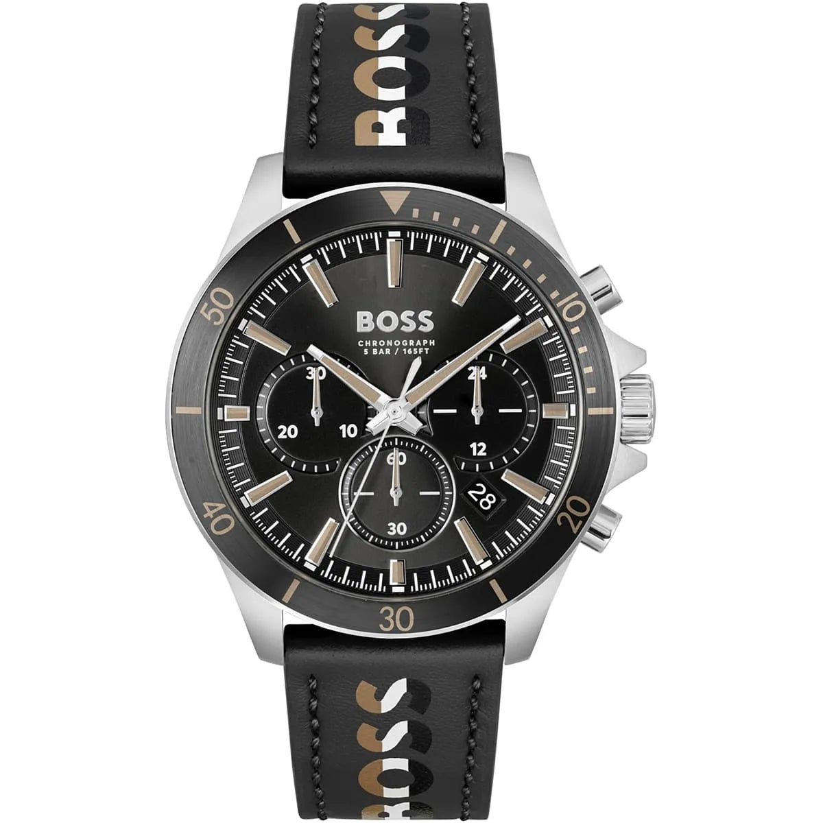 Hugo Boss Troper 1514121 Black Ion-Plated Case Black Dial Black Leather Men's Watch