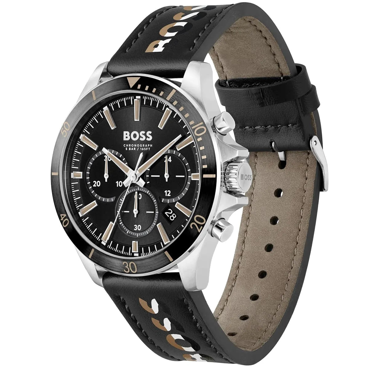 Hugo Boss Troper 1514121 Black Ion-Plated Case Black Dial Black Leather Men's Watch