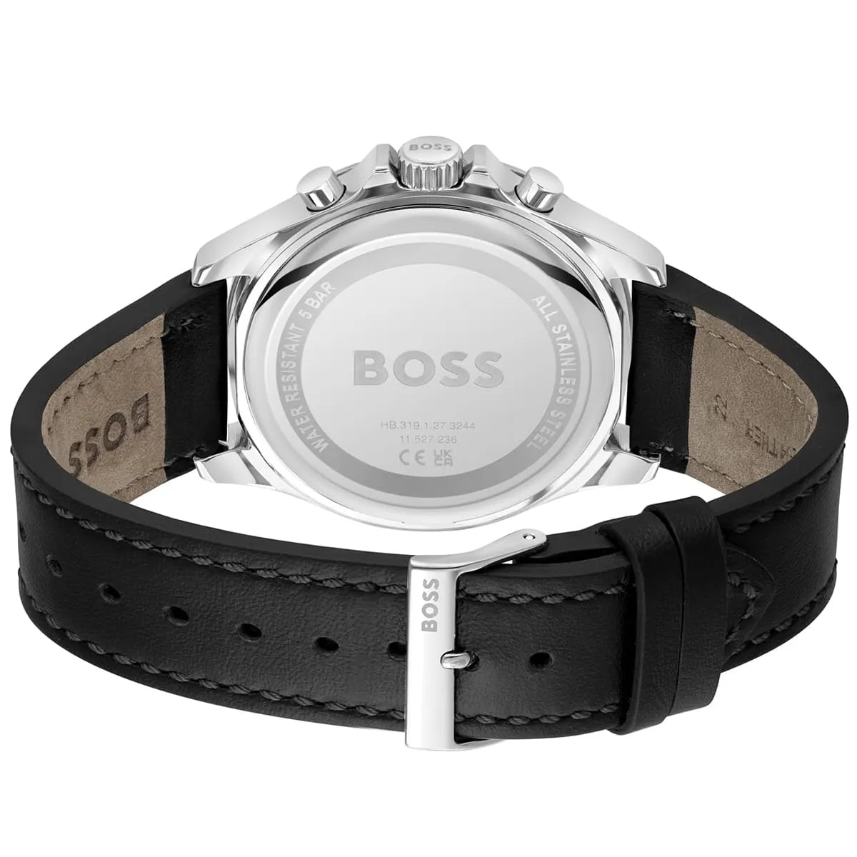 Hugo Boss Troper 1514121 Black Ion-Plated Case Black Dial Black Leather Men's Watch