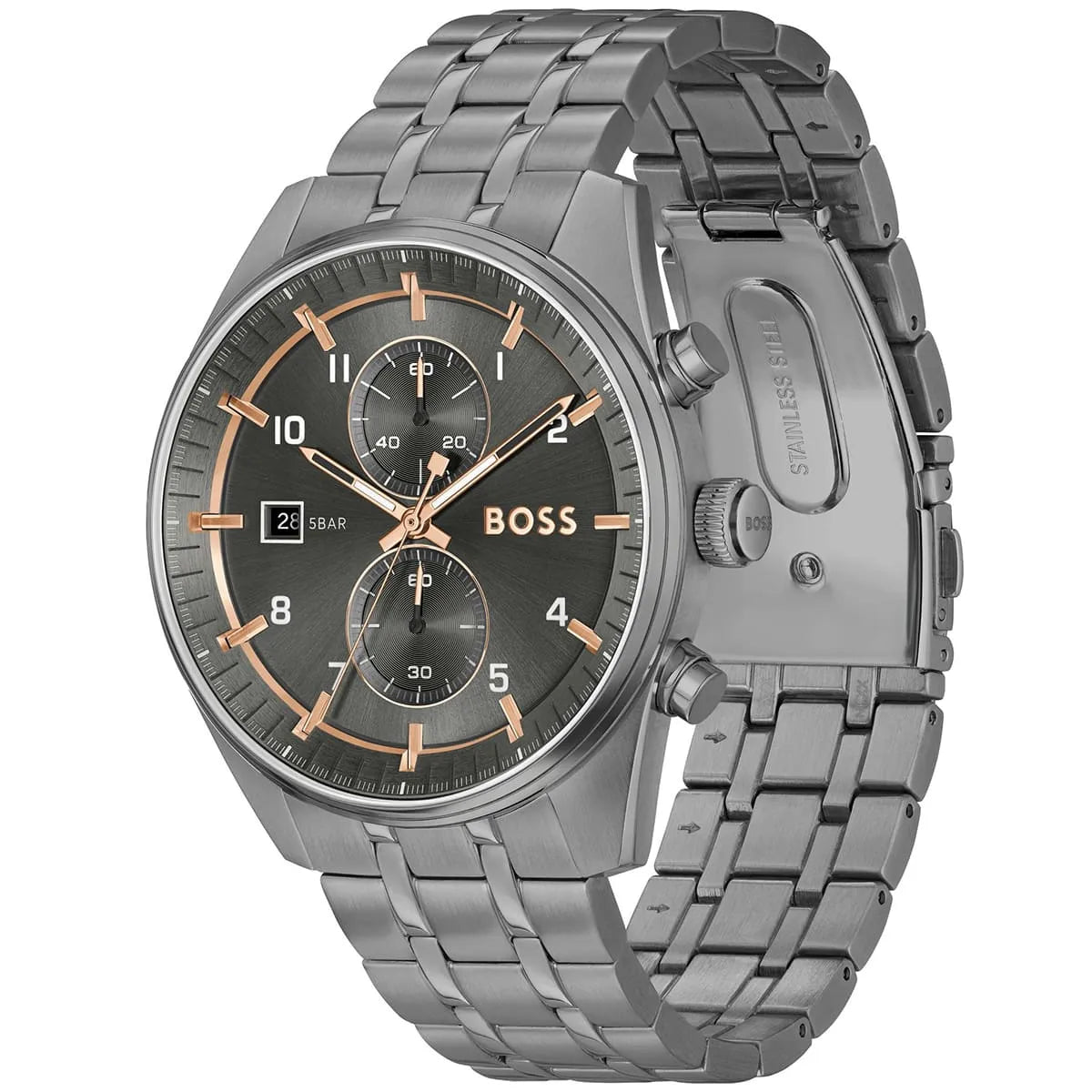Hugo Boss Sky Traveller 1514153 Gray Ion-Plated Stainless Steel Gray Dial Men's Watch
